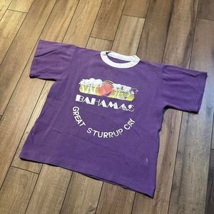 Vintage Bahamas T Shirt Women's Small Great‎ Sturrup Cay Purple 80s